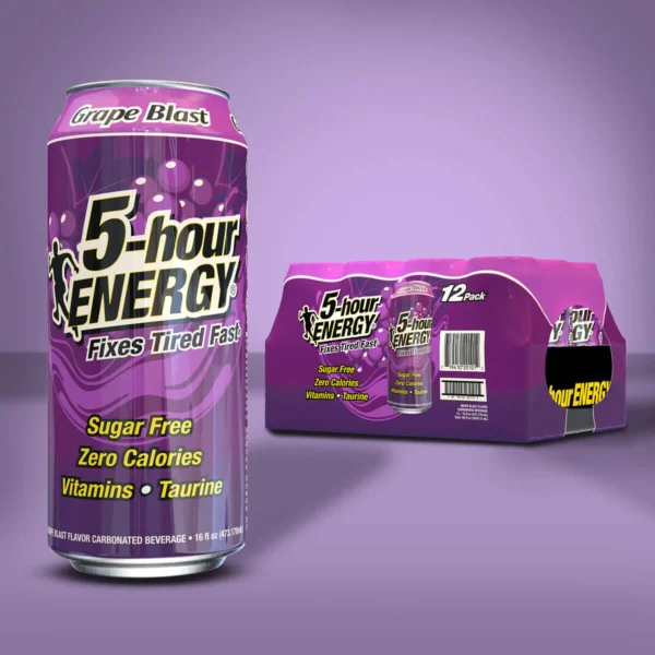 719410201012_5HE_X_GRB_ShrinkwCAN_eCom_ColorBkd Grape Blast Flavor 5-hour ENERGY Drink 12-pack