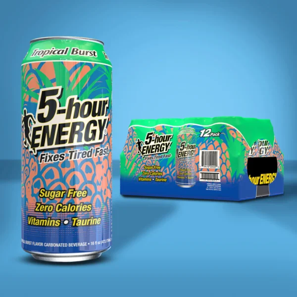 719410204020_5HE_X_TPB_ShrinkwCAN_eCom_ColorBkd Tropical Burst Flavor 5-hour ENERGY Drink 12-pack
